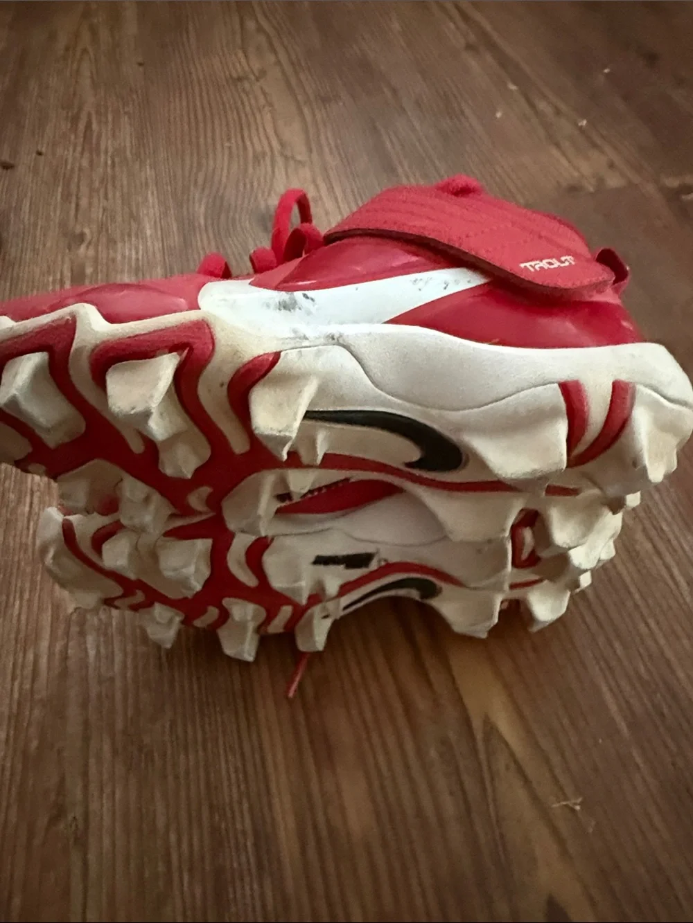 Nike cleats sz 11 Kids Red High-Top Sneakers with Hook-and-Loop Strap